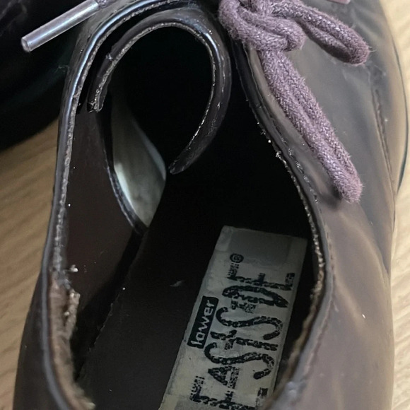 Vintage 90s Y2K Lower East Side Brown Faux Leather Chunky Loafer Lace Up Shoes 6 - Picture 8 of 16